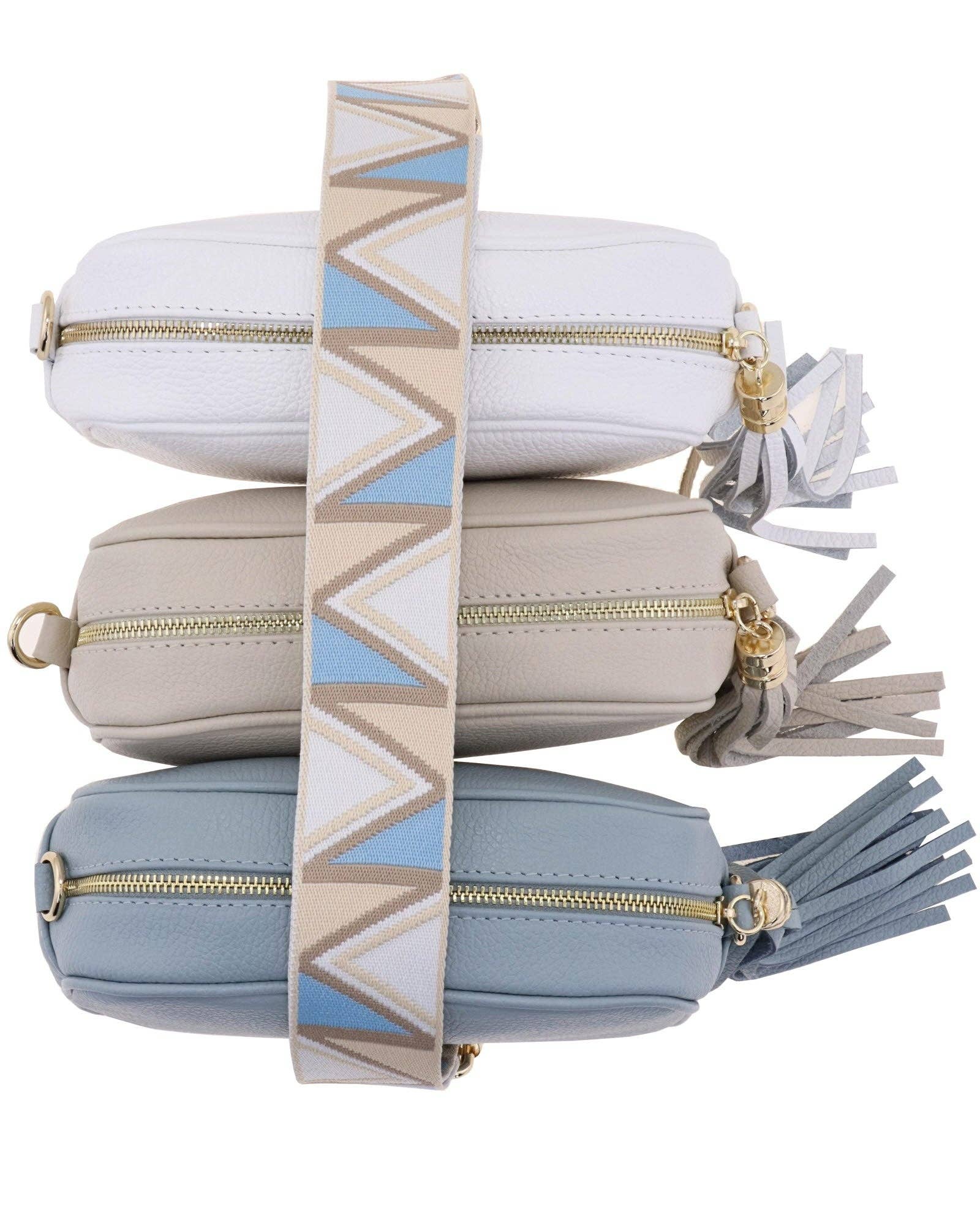 Bag Strap Triangles: Sky and Taupe Triangles / One Size - Image 3