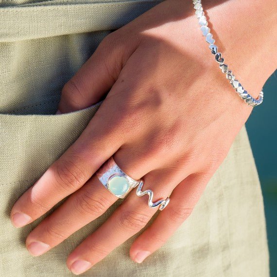 Blue Chalcedony Textured Ring - Image 3