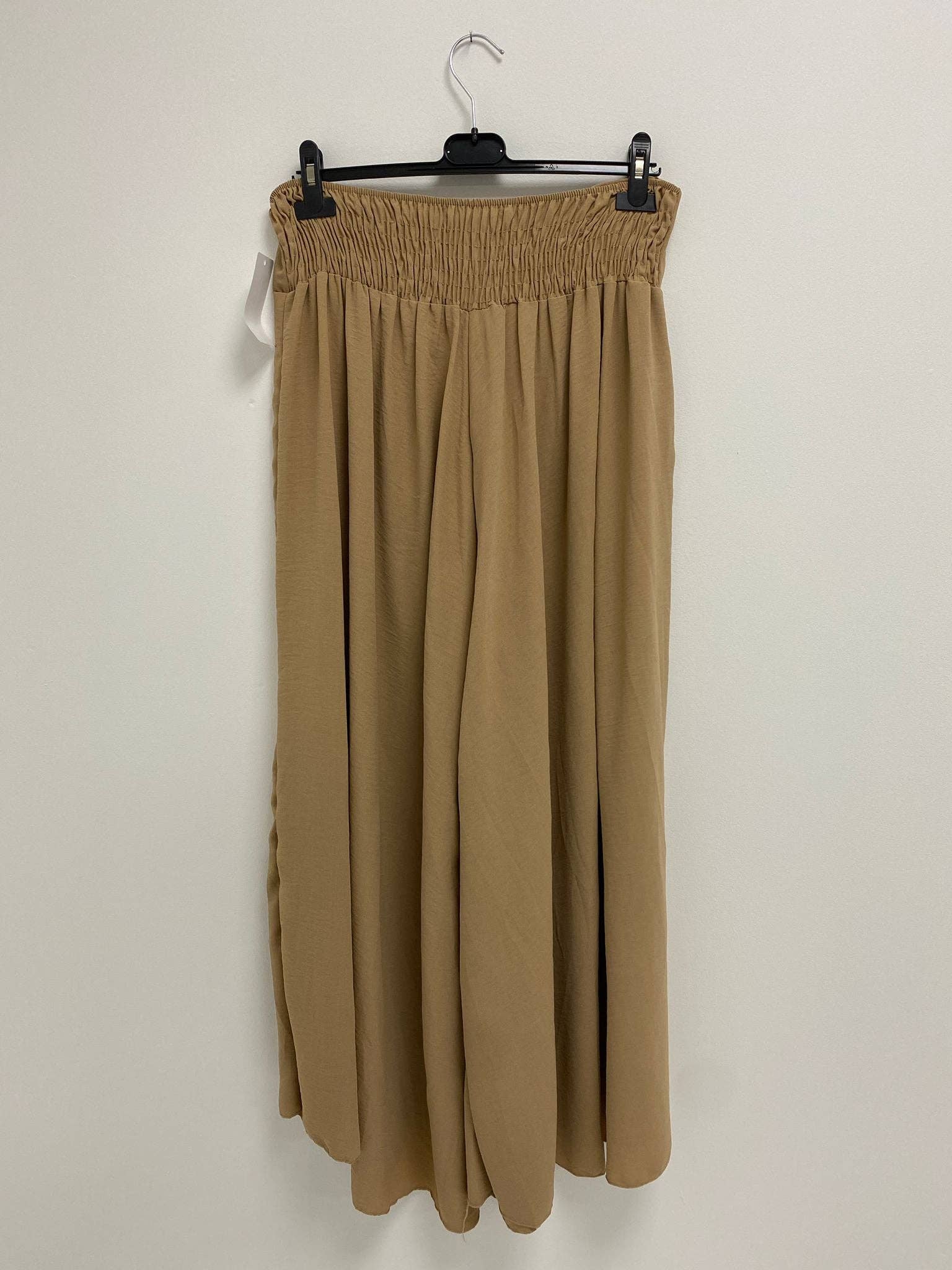 Italian Plain Palazzo Trousers: Beige / One Size (UK 10-24) - Image 11