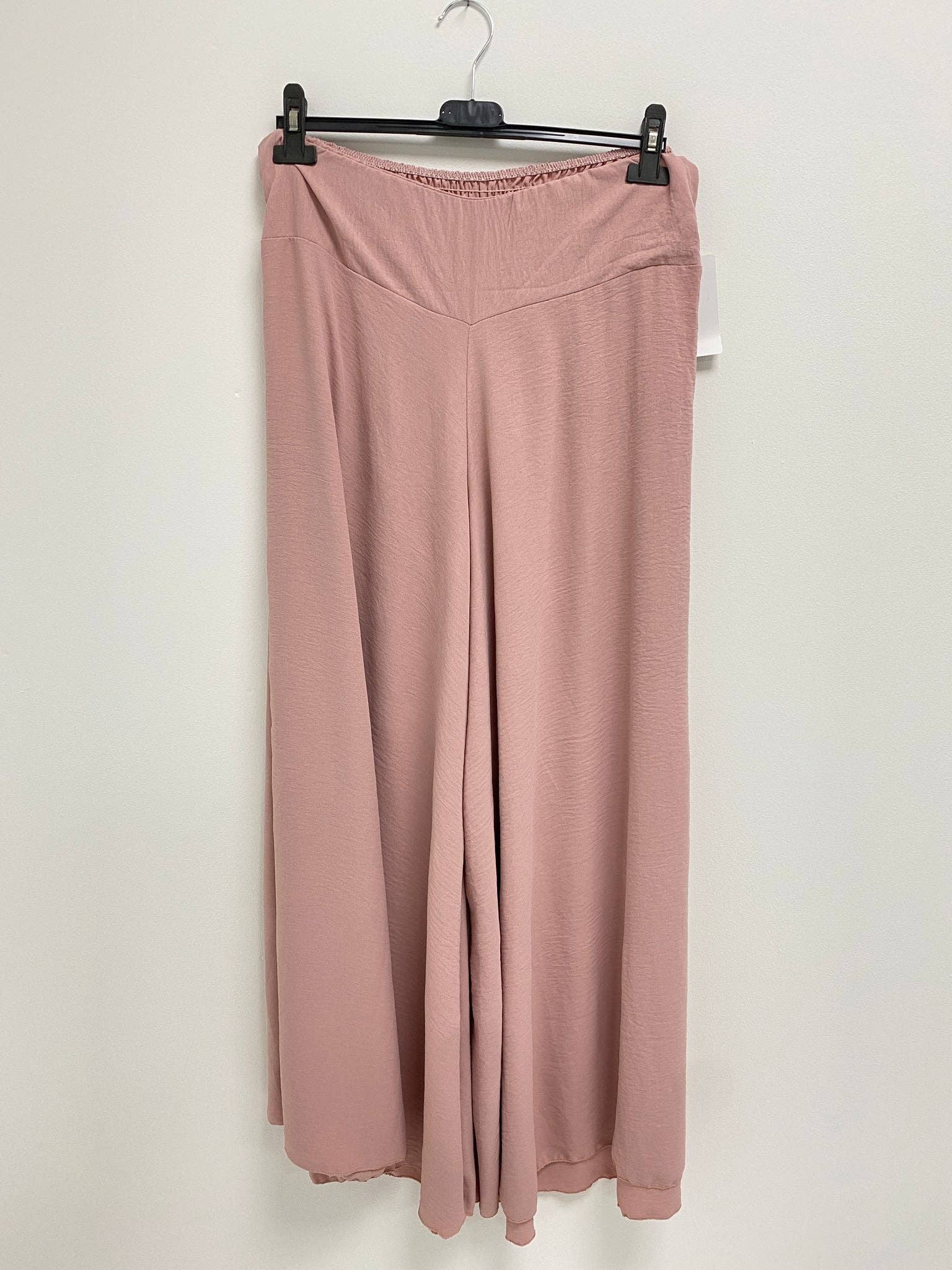 Italian Plain Palazzo Trousers: Beige / One Size (UK 10-24) - Image 12