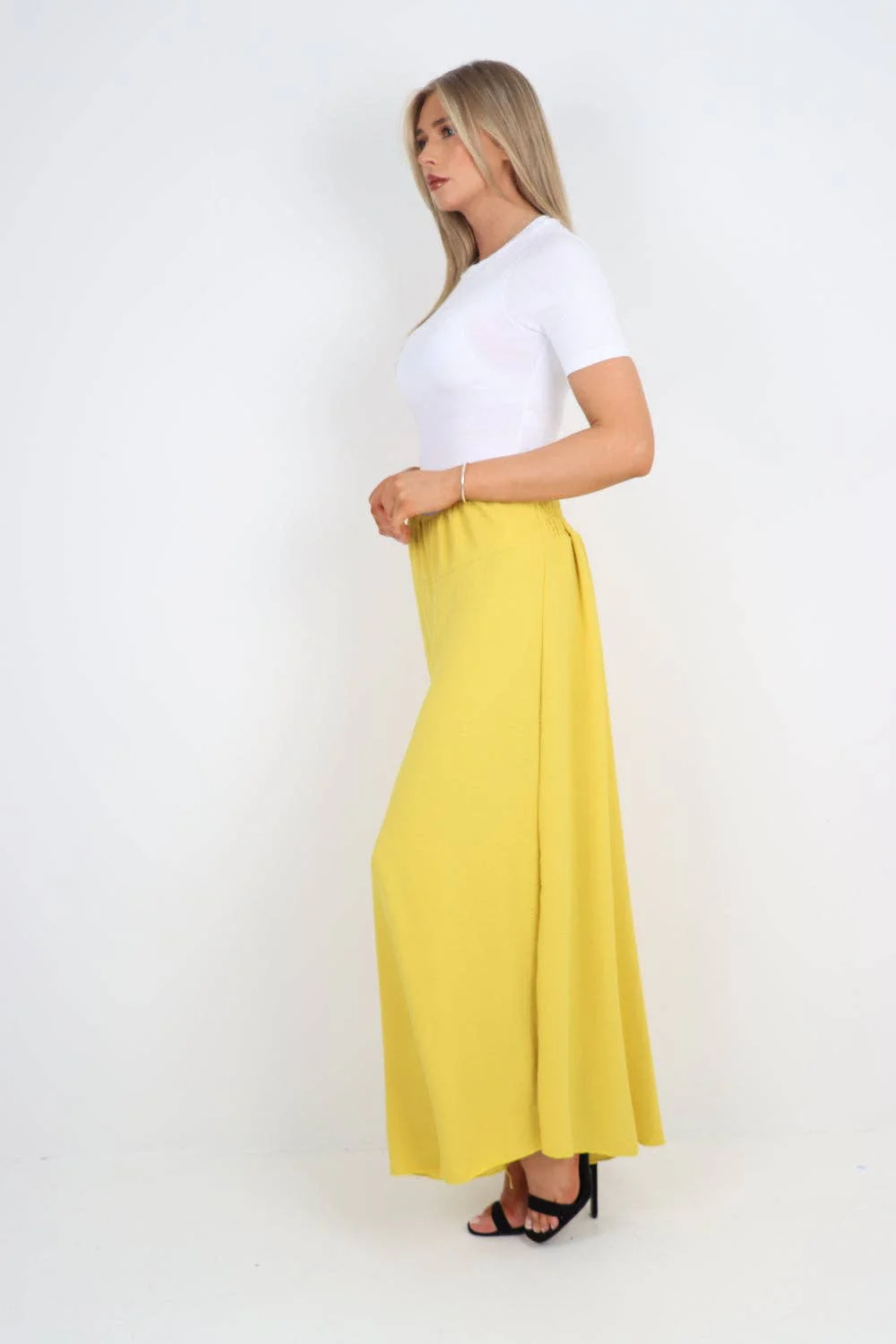 Italian Plain Palazzo Trousers: Beige / One Size (UK 10-24) - Image 23