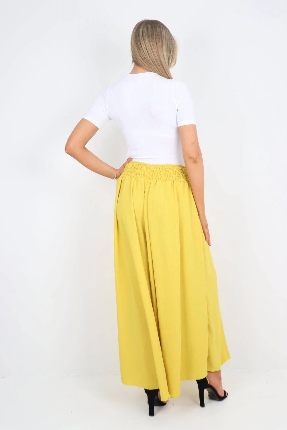 Italian Plain Palazzo Trousers: Beige / One Size (UK 10-24) - Image 24